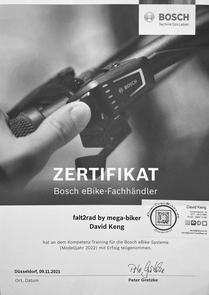 Bosch E-Bike Zertifikat als E-Bike Werkstatt